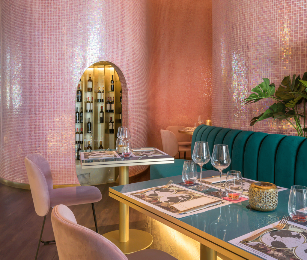Ho.Re .Ca . Sector Furniture Formica Laminate Turquoise Grotto Homapal Brushed Gold Alumium d