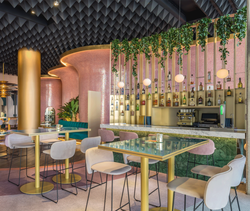 Ho.Re .Ca . Sector Furniture Formica Laminate Turquoise Grotto Homapal Brushed Gold Alumium f