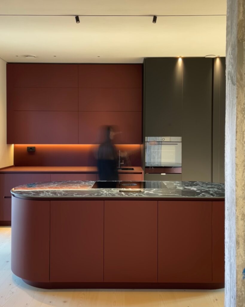 Kitchen Design Furniture Arpa Fenix® NTM 0751 Rosso Jaipur 0720 Nero Ingo