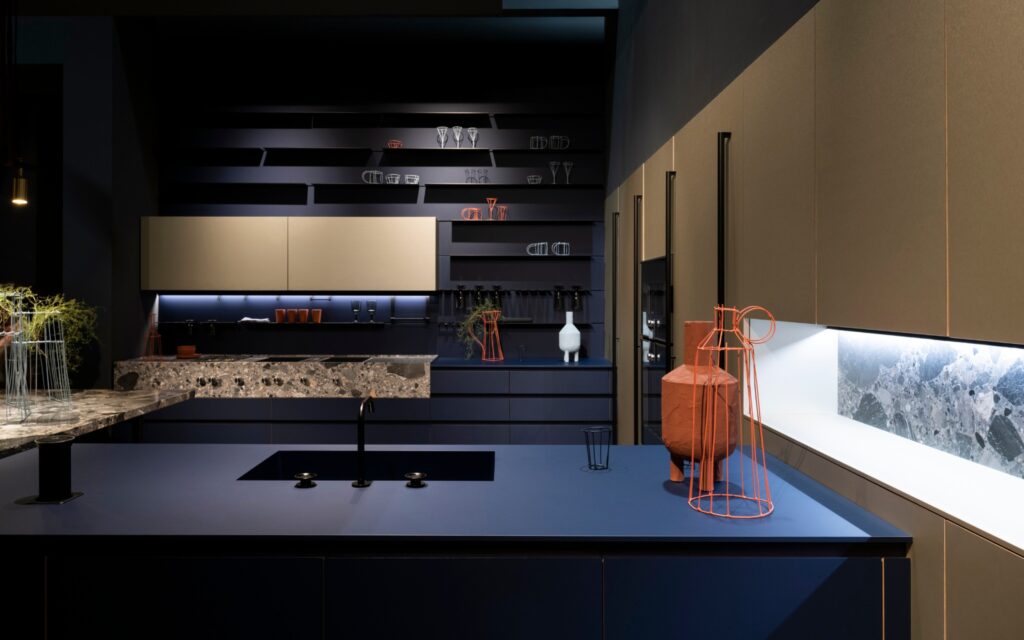 Kitchen Design Furniture FENIX NTM® Blu Fes FENIX NTA® Oro Cortez
