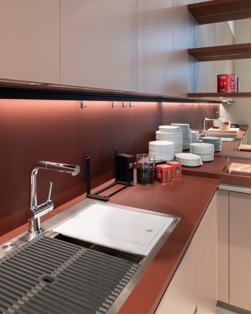 Kitchen Design Furniture Sink Fenix® NTM 0751 Rosso Jaipur