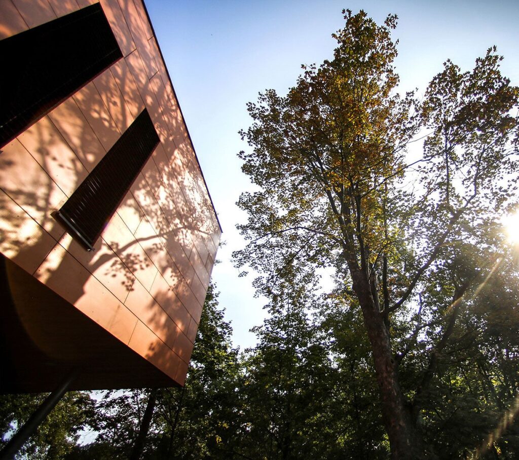 Exterior Office Design Facade Wall Cladding Swisspearl Authentic Patina Original P343 P070 Natural Park Pardubice d