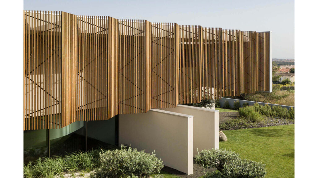 Exterior Residential Facade Battens Lunawood Thermowood Wall Cladding Beloura Portugal Contemporary House d