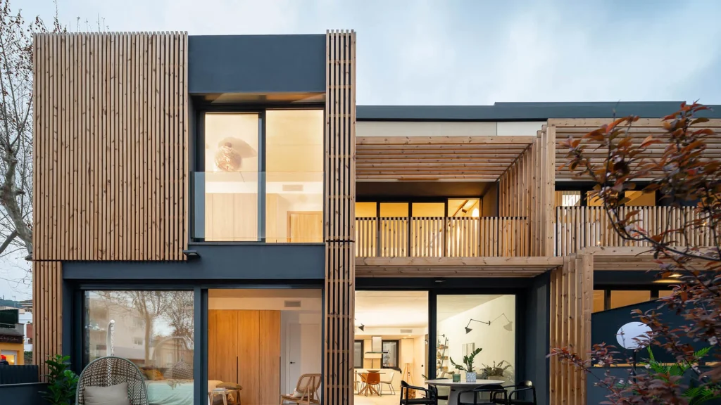 Exterior Residential Facade Lunawood Thermowood Wall Cladding Brisoleis Spain c