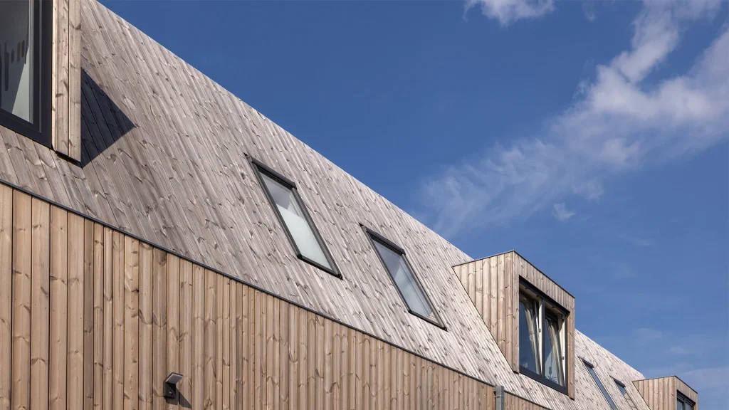 Exterior Residential Facade Wall Clsdding Lunawood Thermowood Apartments in old Soest Netherlands d