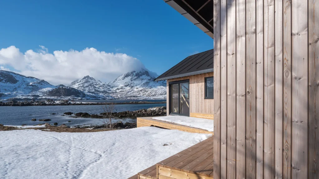 Exterior Residential Home Design Facades Lunawood Thermowood Private Cabin by VAG LOFOTEN StephenCitrone Wall Cladding product Luna UTS b