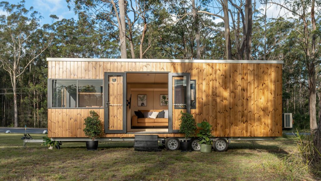 Exterior Residential Lunawood Thermowood Cladding Hauslain Tiny House b